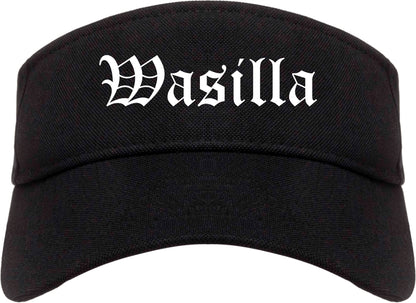 Wasilla Alaska AK Old English Mens Visor Cap Hat Black