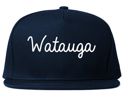 Watauga Texas TX Script Mens Snapback Hat Navy Blue