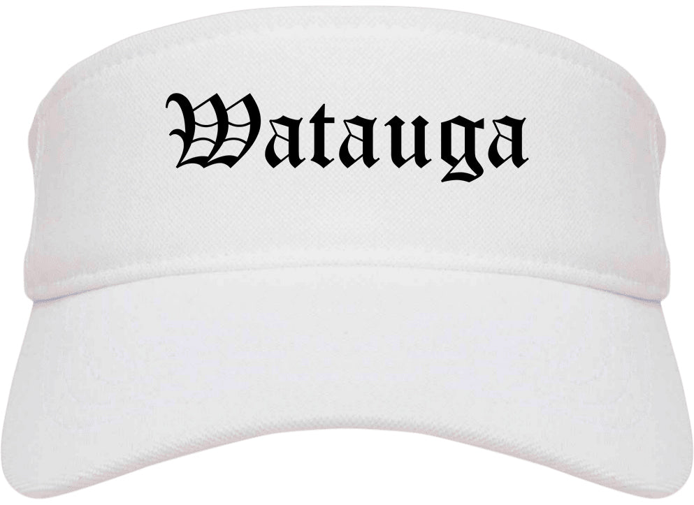Watauga Texas TX Old English Mens Visor Cap Hat White