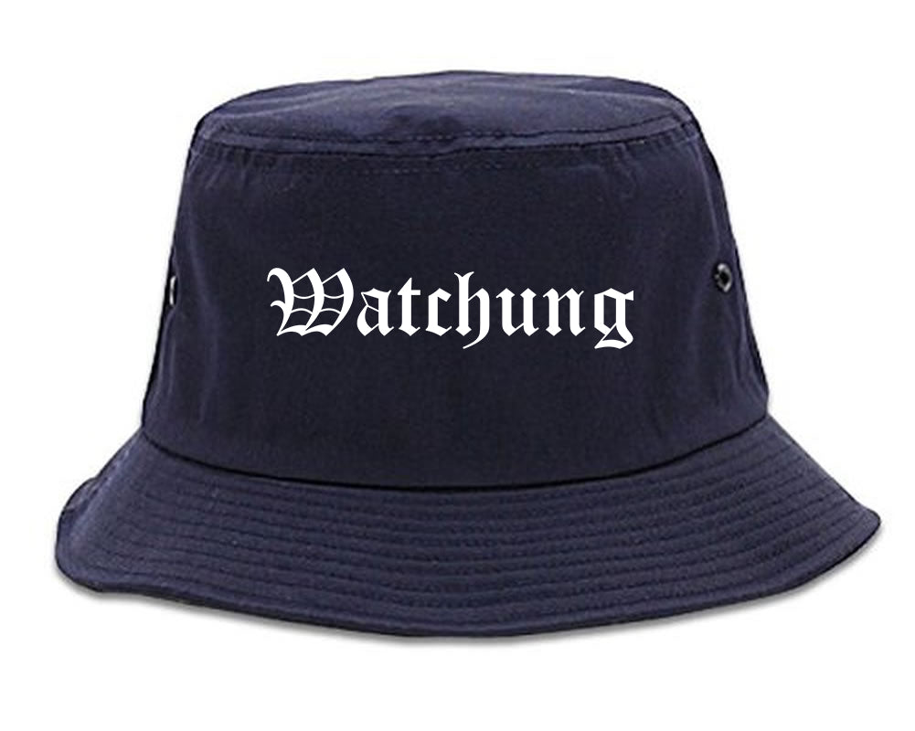 Watchung New Jersey NJ Old English Mens Bucket Hat Navy Blue