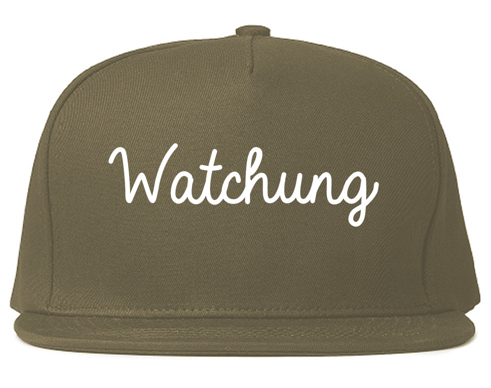 Watchung New Jersey NJ Script Mens Snapback Hat Grey