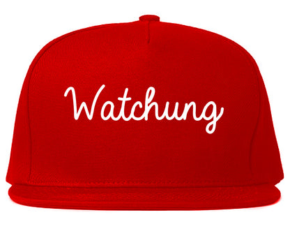 Watchung New Jersey NJ Script Mens Snapback Hat Red