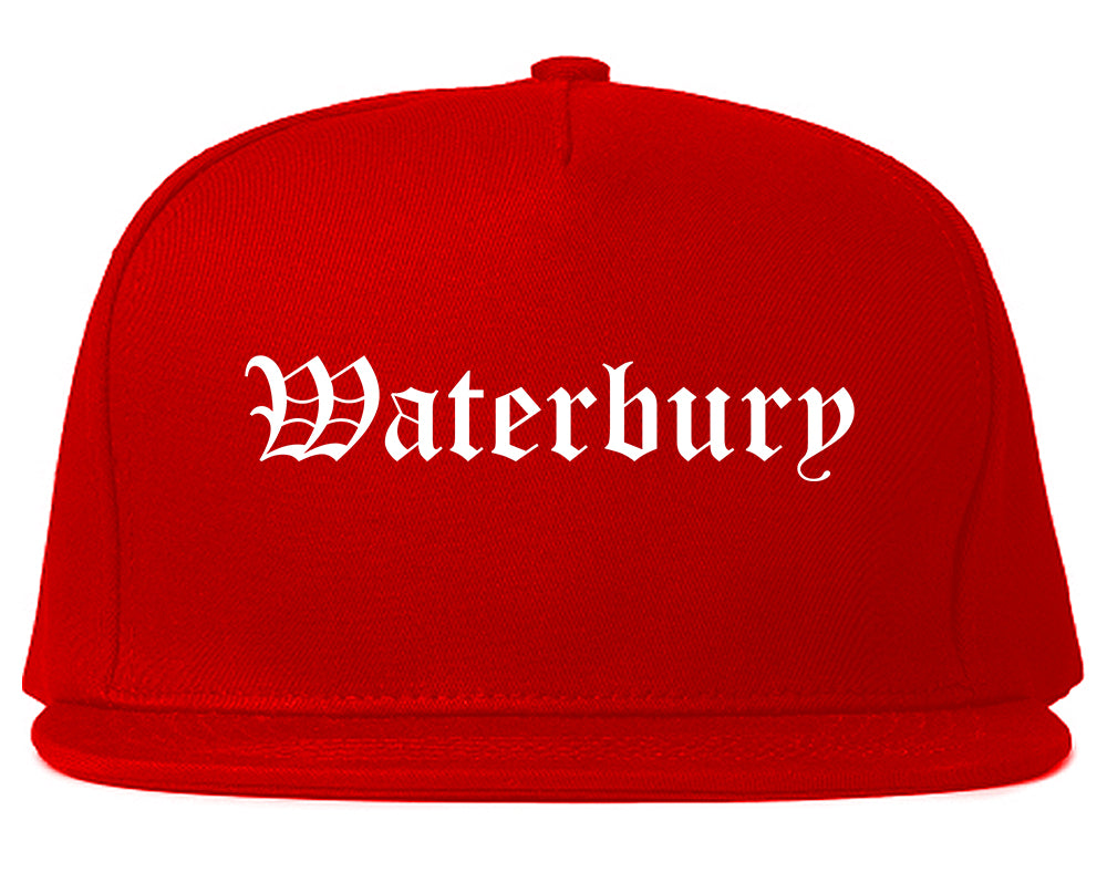 Waterbury Connecticut CT Old English Mens Snapback Hat Red