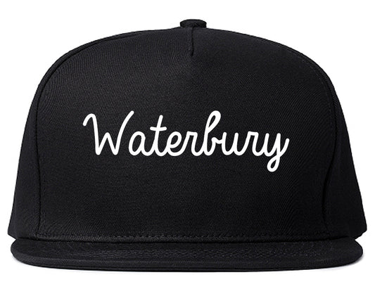 Waterbury Connecticut CT Script Mens Snapback Hat Black