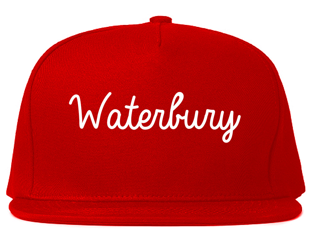 Waterbury Connecticut CT Script Mens Snapback Hat Red