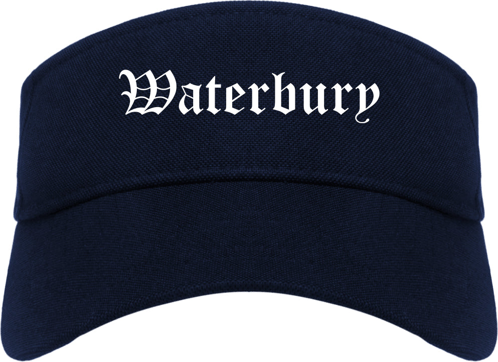 Waterbury Connecticut CT Old English Mens Visor Cap Hat Navy Blue