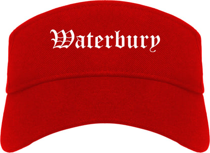 Waterbury Connecticut CT Old English Mens Visor Cap Hat Red