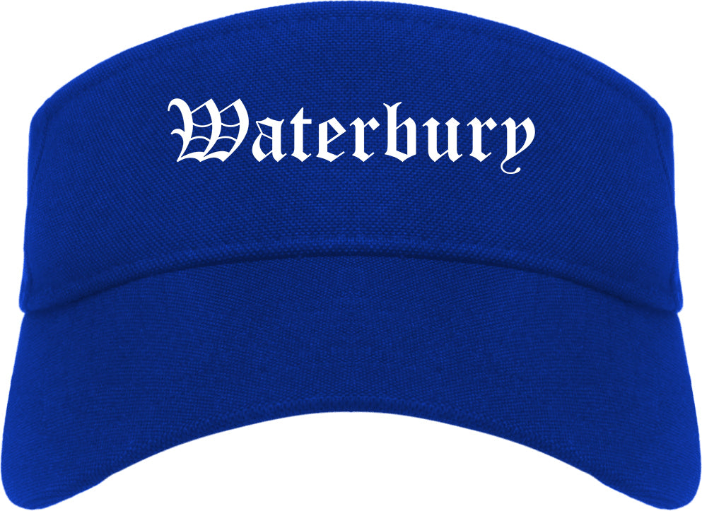 Waterbury Connecticut CT Old English Mens Visor Cap Hat Royal Blue