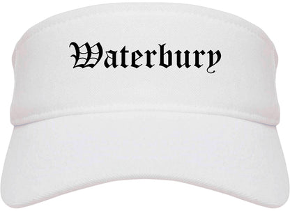 Waterbury Connecticut CT Old English Mens Visor Cap Hat White