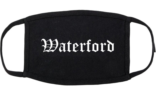 Waterford California CA Old English Cotton Face Mask Black