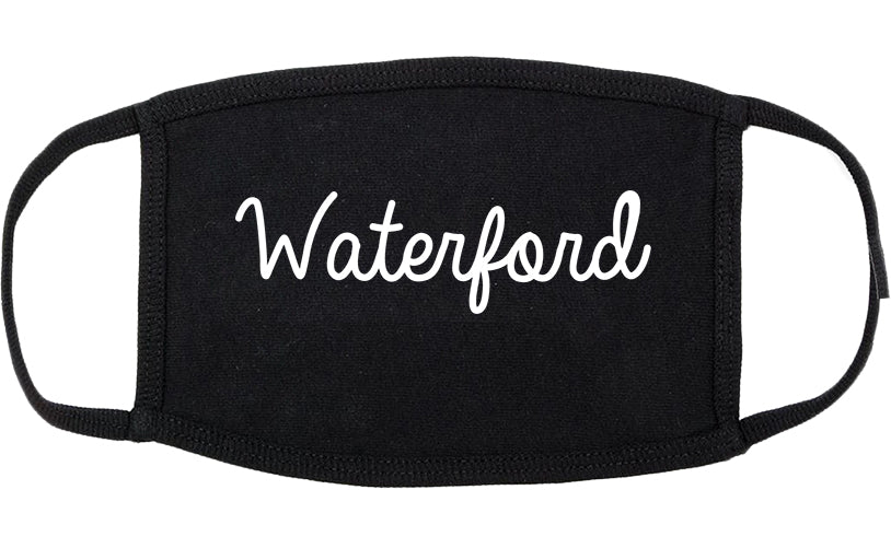 Waterford California CA Script Cotton Face Mask Black