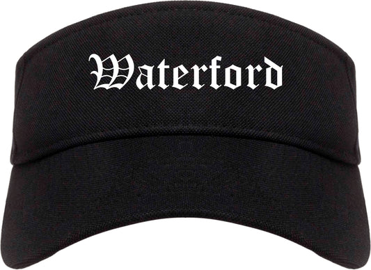 Waterford California CA Old English Mens Visor Cap Hat Black