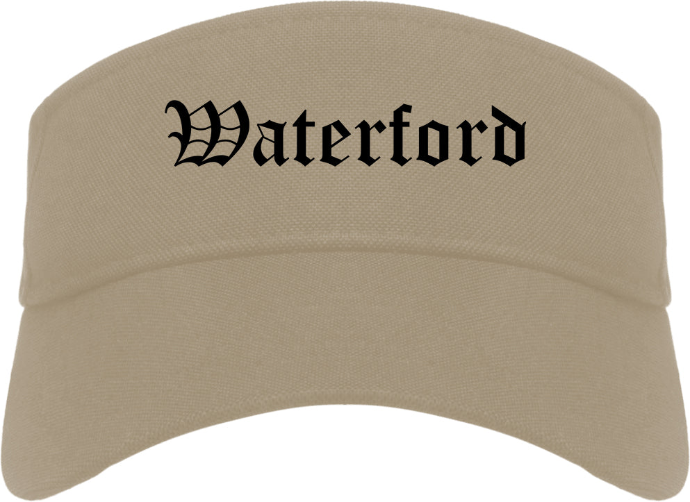 Waterford California CA Old English Mens Visor Cap Hat Khaki