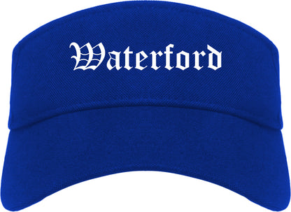 Waterford California CA Old English Mens Visor Cap Hat Royal Blue