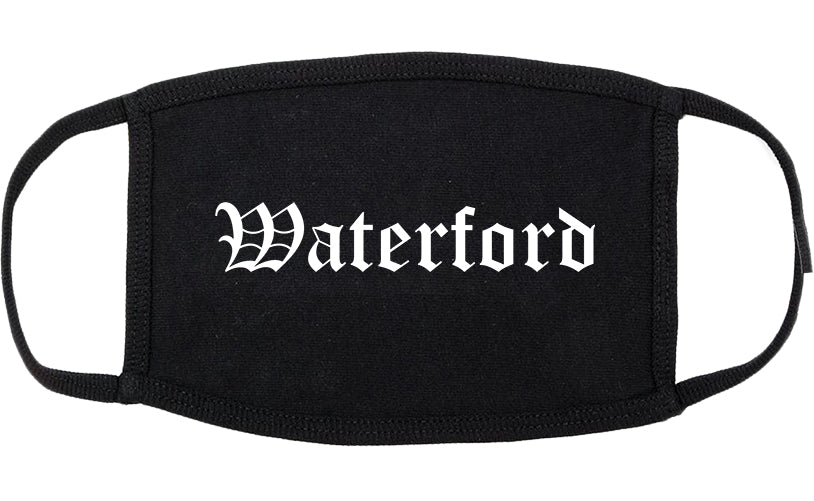 Waterford Wisconsin WI Old English Cotton Face Mask Black