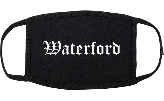 Waterford Wisconsin WI Old English Cotton Face Mask Black