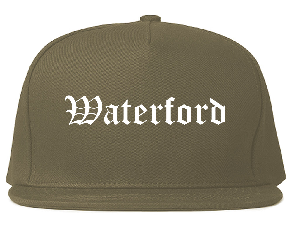 Waterford Wisconsin WI Old English Mens Snapback Hat Grey