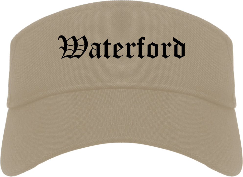 Waterford Wisconsin WI Old English Mens Visor Cap Hat Khaki