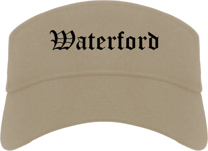 Waterford Wisconsin WI Old English Mens Visor Cap Hat Khaki