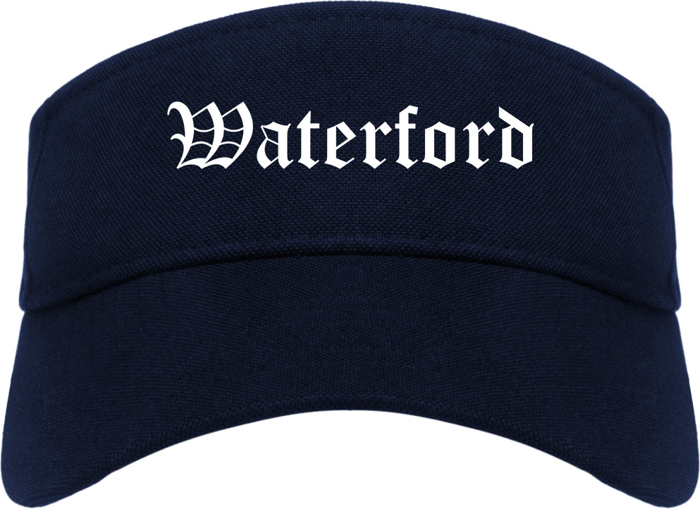 Waterford Wisconsin WI Old English Mens Visor Cap Hat Navy Blue