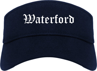 Waterford Wisconsin WI Old English Mens Visor Cap Hat Navy Blue