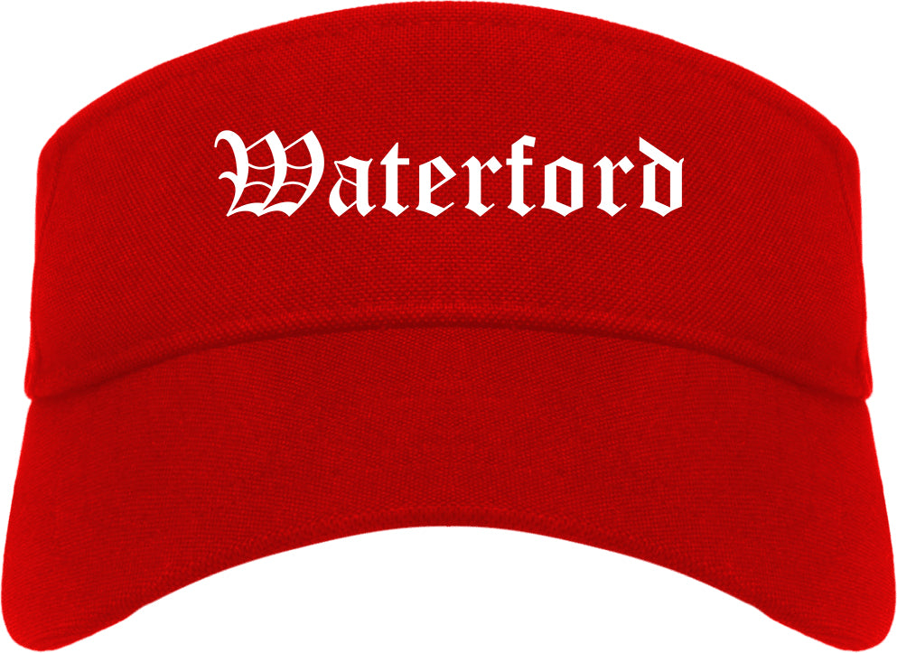 Waterford Wisconsin WI Old English Mens Visor Cap Hat Red