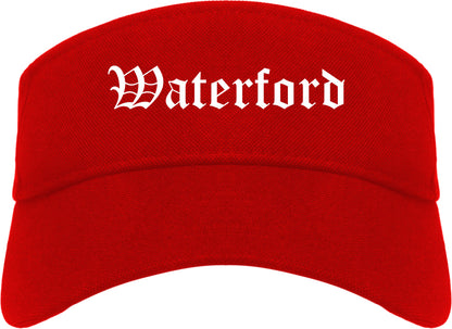 Waterford Wisconsin WI Old English Mens Visor Cap Hat Red