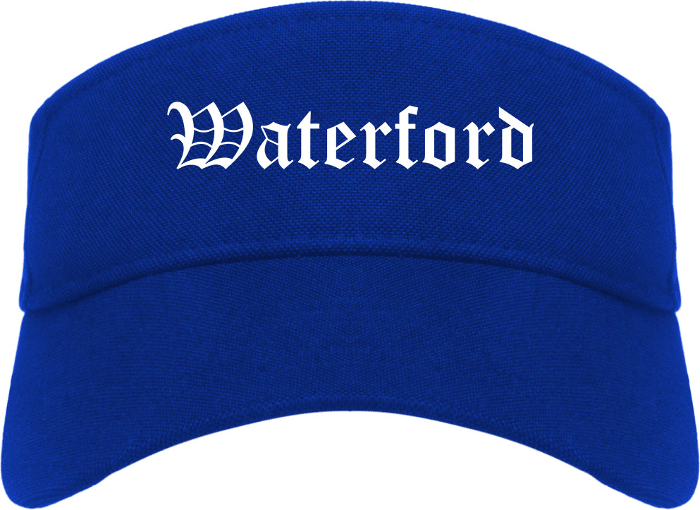 Waterford Wisconsin WI Old English Mens Visor Cap Hat Royal Blue