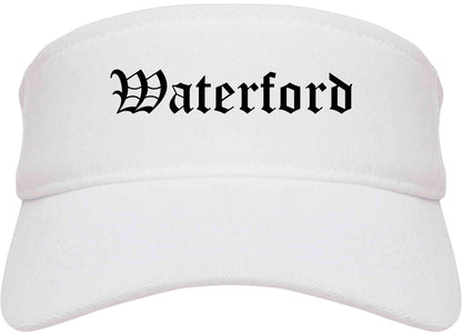 Waterford Wisconsin WI Old English Mens Visor Cap Hat White