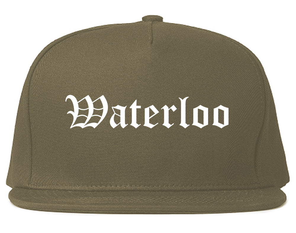 Waterloo Illinois IL Old English Mens Snapback Hat Grey