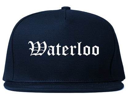 Waterloo Illinois IL Old English Mens Snapback Hat Navy Blue