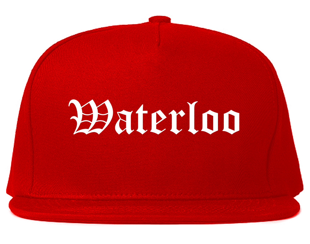 Waterloo Illinois IL Old English Mens Snapback Hat Red