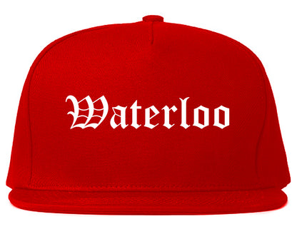 Waterloo Illinois IL Old English Mens Snapback Hat Red