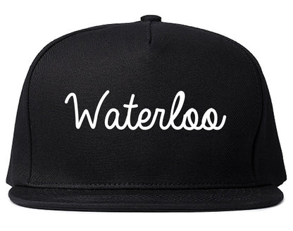 Waterloo Illinois IL Script Mens Snapback Hat Black