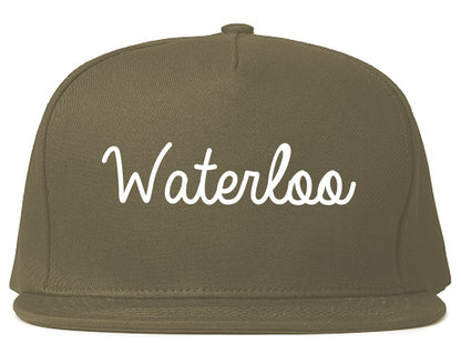 Waterloo Illinois IL Script Mens Snapback Hat Grey
