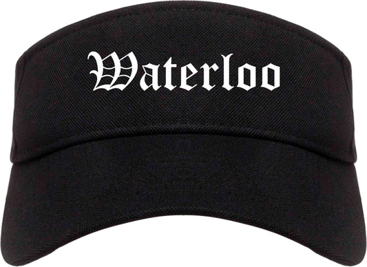 Waterloo Illinois IL Old English Mens Visor Cap Hat Black