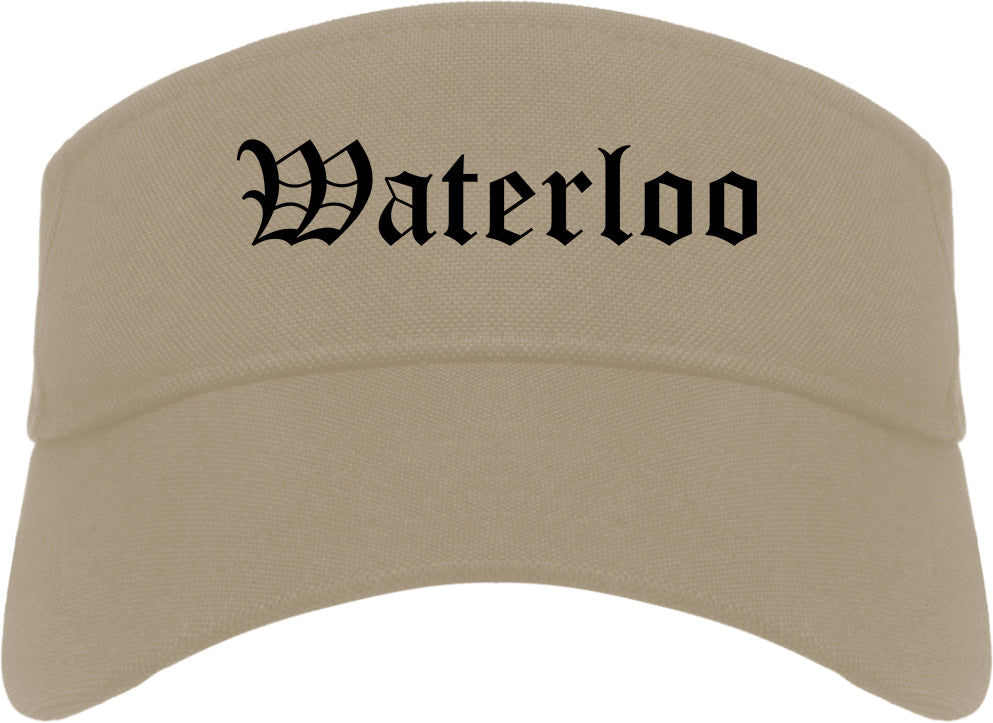 Waterloo Illinois IL Old English Mens Visor Cap Hat Khaki