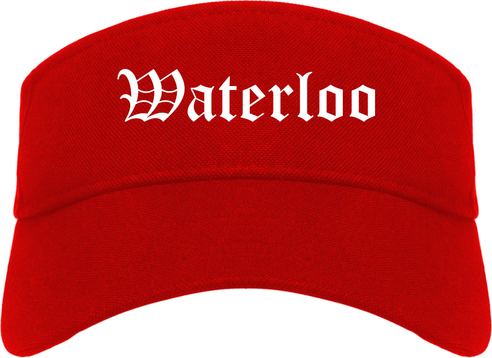 Waterloo Illinois IL Old English Mens Visor Cap Hat Red