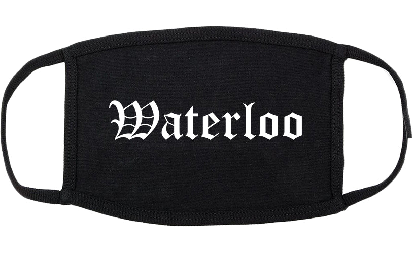 Waterloo Iowa IA Old English Cotton Face Mask Black