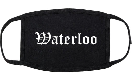 Waterloo Iowa IA Old English Cotton Face Mask Black