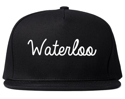 Waterloo Iowa IA Script Mens Snapback Hat Black