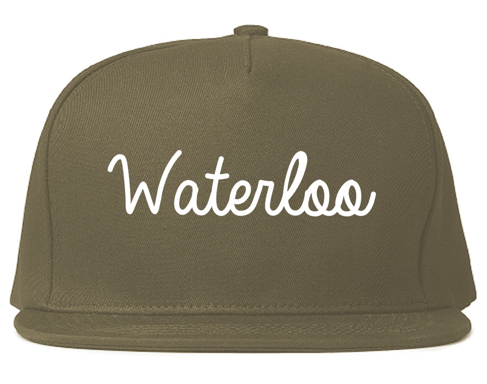 Waterloo Iowa IA Script Mens Snapback Hat Grey