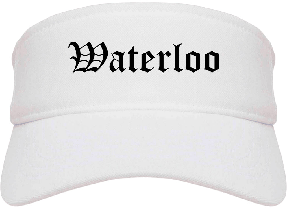 Waterloo Iowa IA Old English Mens Visor Cap Hat White