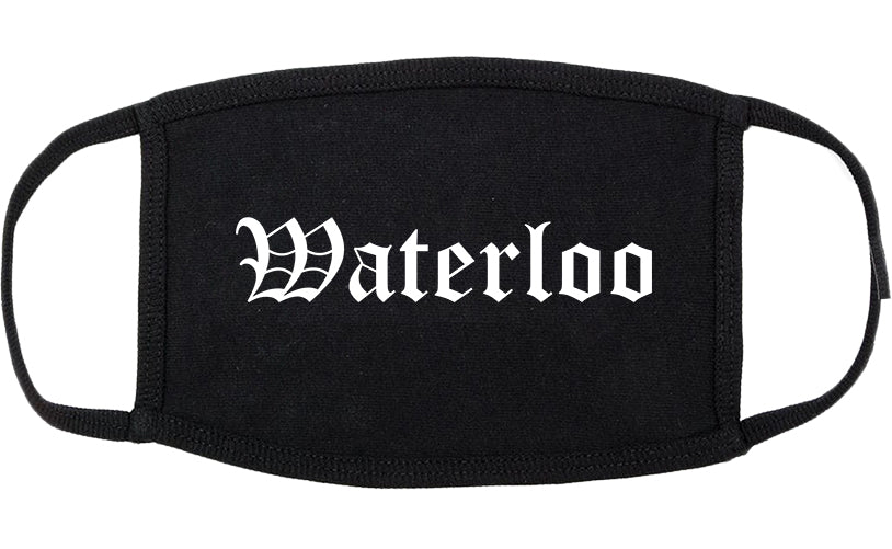 Waterloo New York NY Old English Cotton Face Mask Black