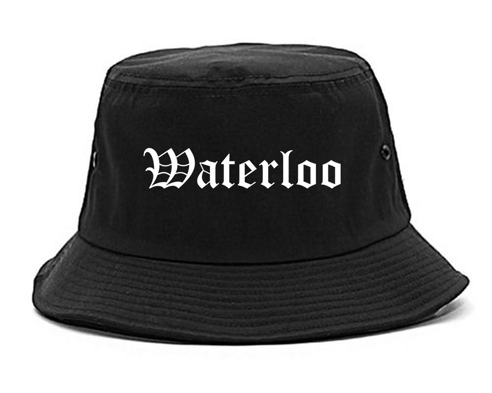 Waterloo New York NY Old English Mens Bucket Hat Black