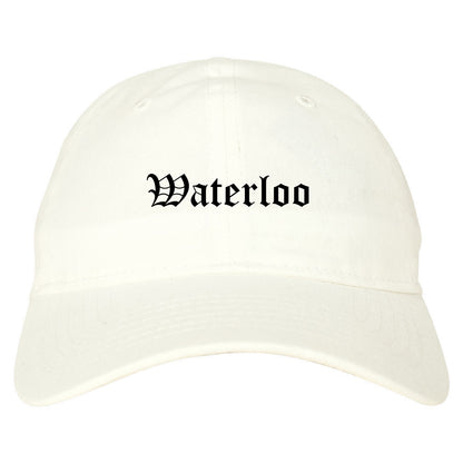 Waterloo New York NY Old English Mens Dad Hat Baseball Cap White