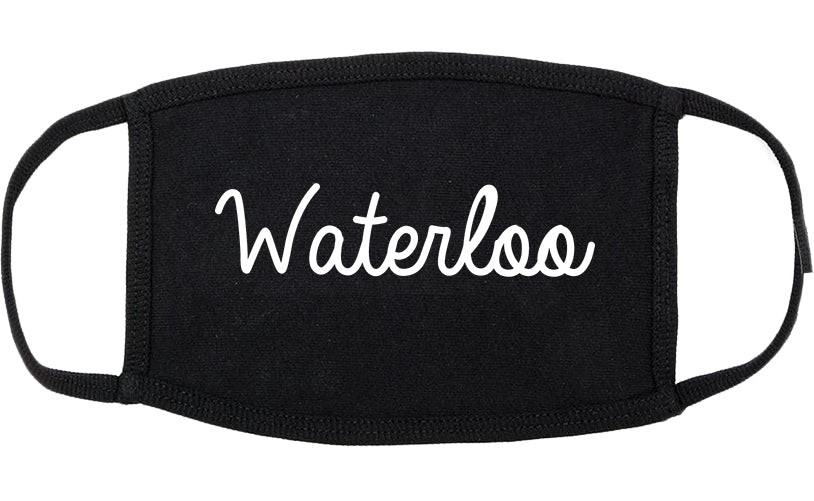 Waterloo New York NY Script Cotton Face Mask Black