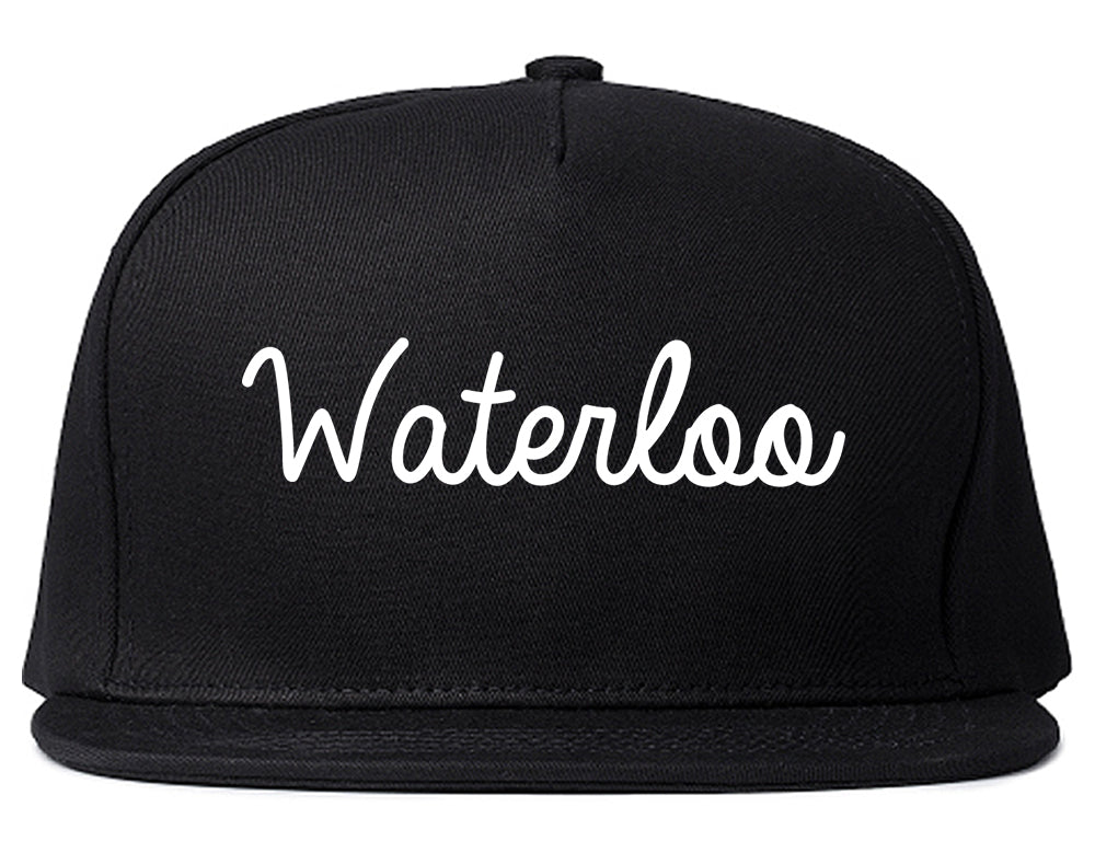 Waterloo New York NY Script Mens Snapback Hat Black