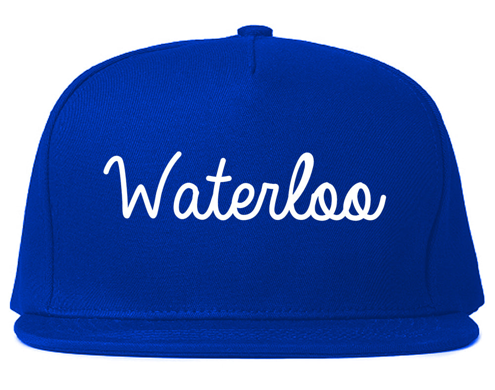 Waterloo New York NY Script Mens Snapback Hat Royal Blue