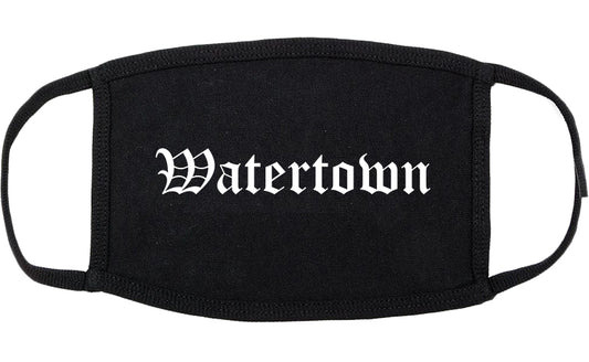 Watertown Massachusetts MA Old English Cotton Face Mask Black